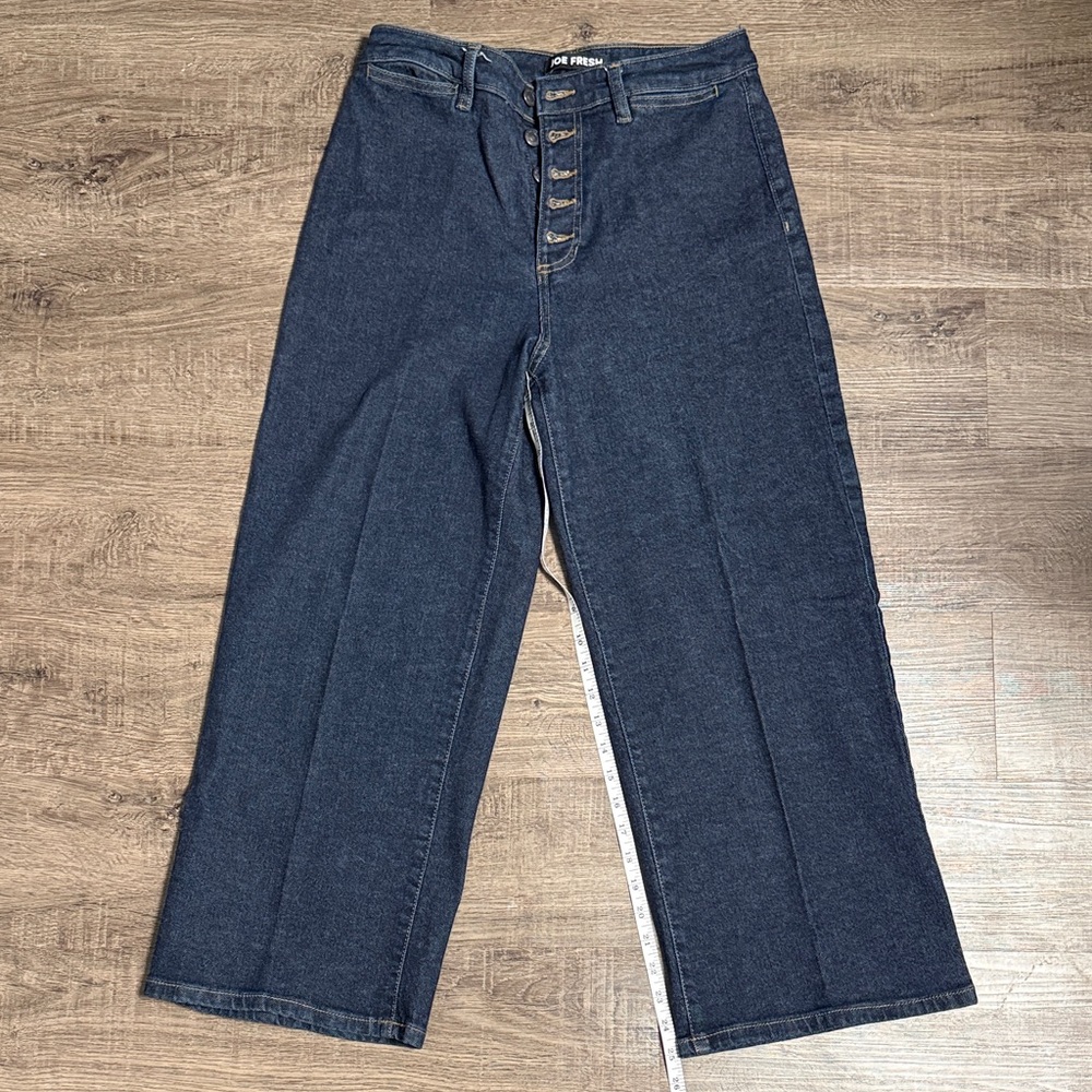 NWOT- Joe Fresh Indigo Wide-Leg Crop Button-Fly Jeans (25 inch’s long)